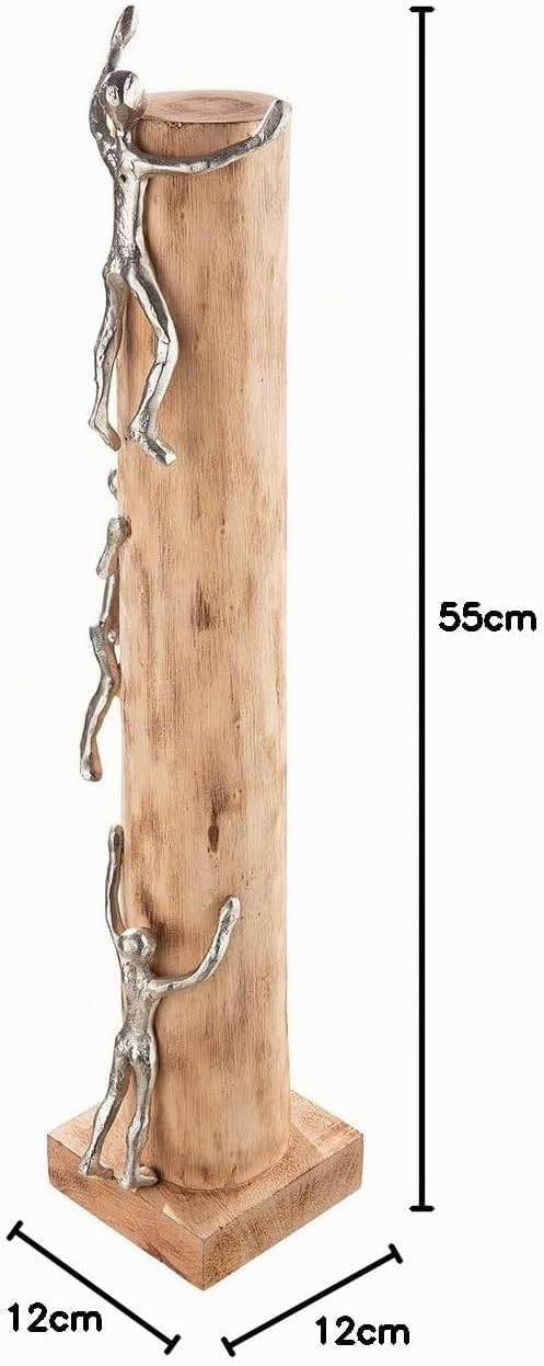 GILDE Deko Skupltur aus Holz/Aluminium - Kletterer - Bergsteiger - hoch hinaus - naturfarben- Höhe 5