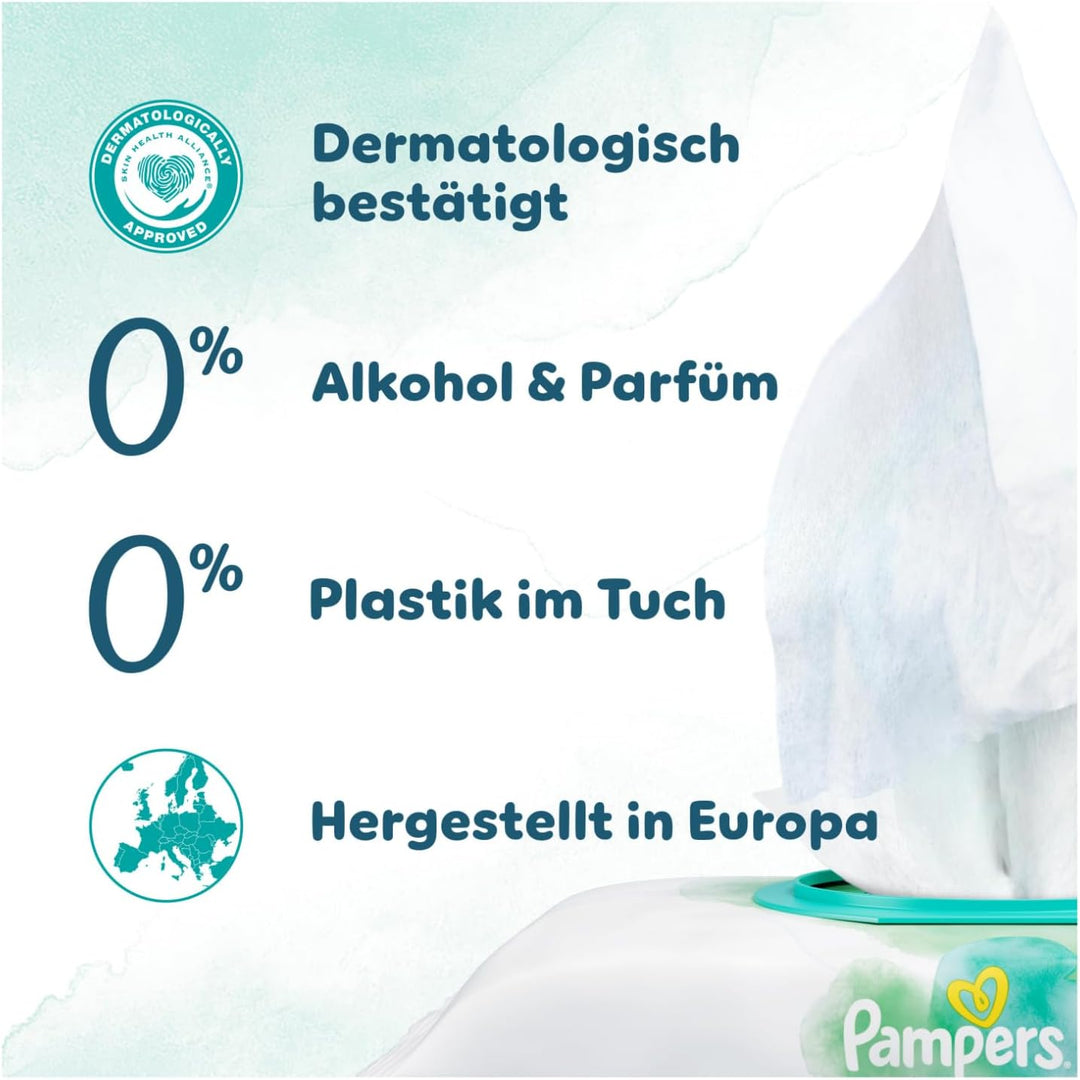 Pampers Harmonie Aqua Feuchttücher 9 Packungen mit jeweils 48 Feuchttüchern, 432 Feuchttücher, die h