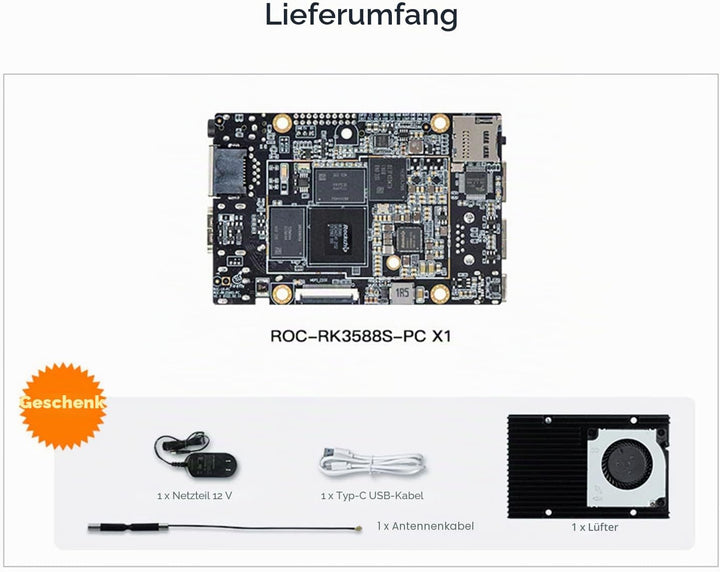 WayPonDEV Firefly ROC-RK3588S-PC 8K AI Rockchip RK3588S Single Board Computer 16GB RAM LPDDR4 &amp; 128G