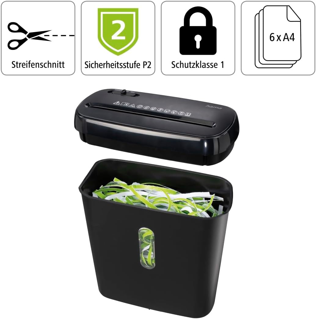 Hama Aktenvernichter Einzug Aktenvernichter professionell Home Office (Streifenschnitt, Schredder, e