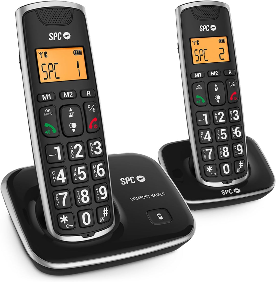 SPC Comfort Kaiser Duo – Schnurloses Festnetztelefon für Senioren mit Tasten und Ziffern in XL–Gröss