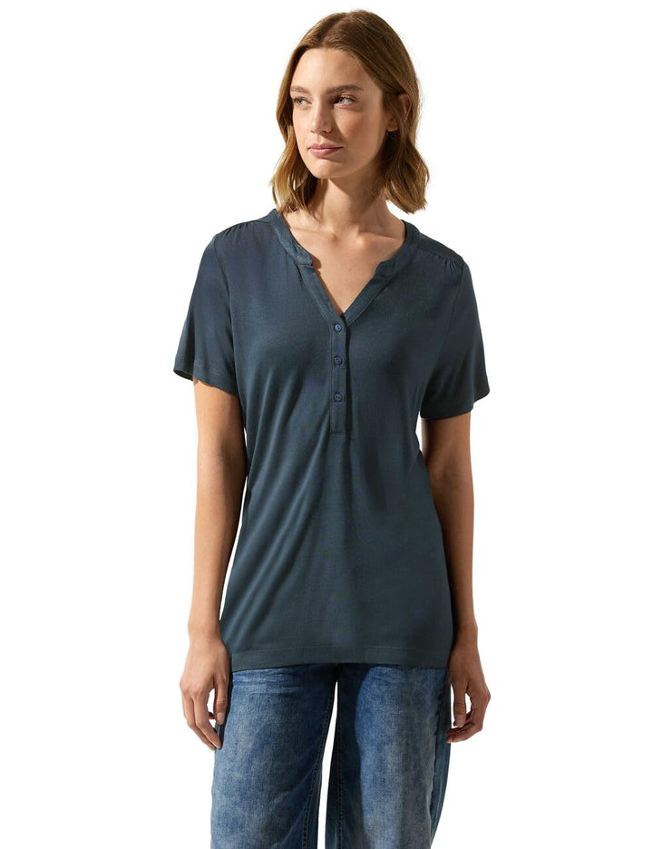 Damen Jersey Shirt mit Knopfleiste 38 Cool Vintage Green, 38 Cool Vintage Green