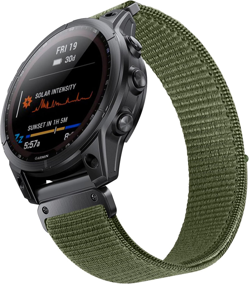 ANBEST 22mm Nylon Armband für Garmin Fenix 7 Pro/6 Pro/Fenix 8 47 mm Armband, Schleife Klettband für