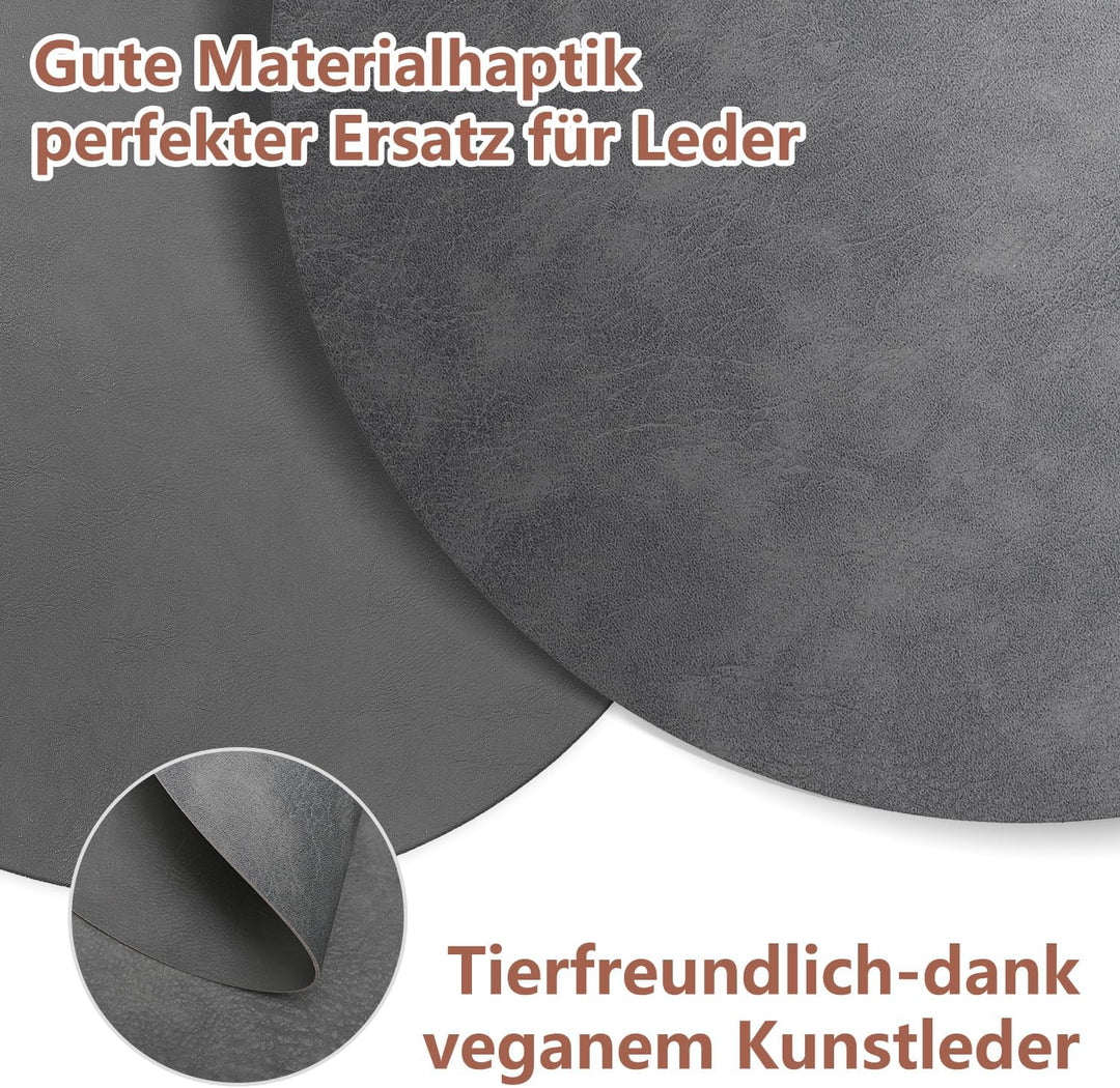 6er Set Tischset aus Leder-Imitat，Platzsets abwaschbar und wasserdicht，Platzdeckchen Lederoptik mit