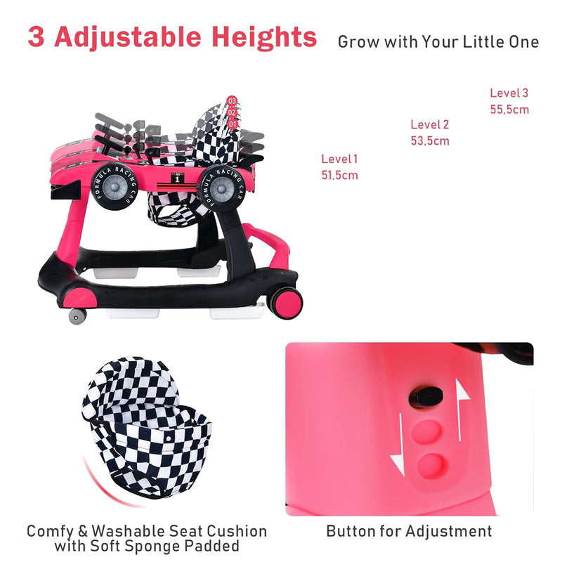 LIFEZEAL 4 in 1 Lauflernhilfe Baby, Höhenverstellbares & Klappbares Babywalker, Baby Gehfrei ab 6 Mo