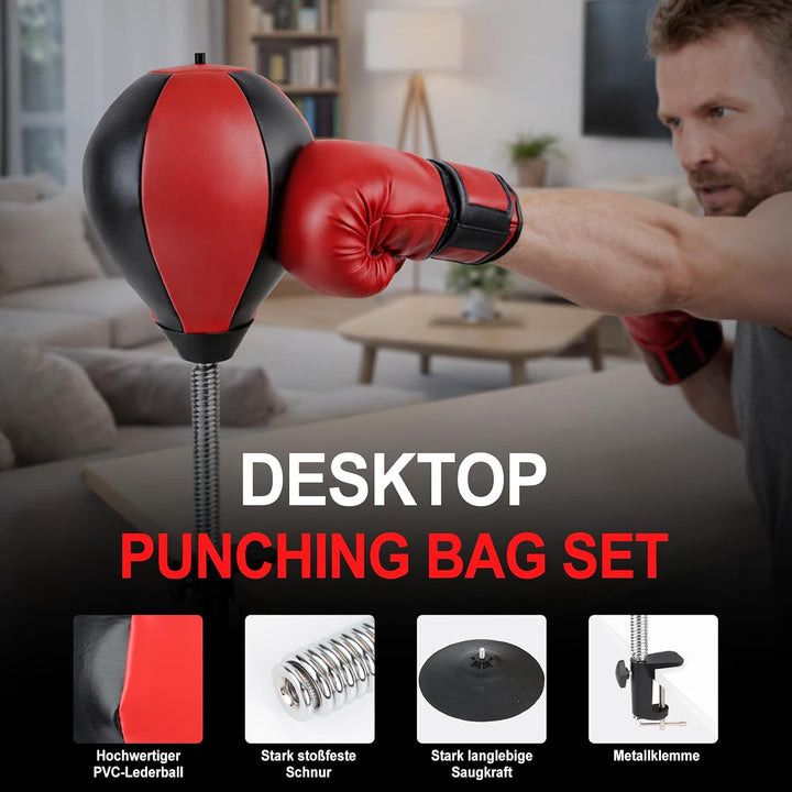 Boxsack für den Schreibtisch, Punchingball Tisch mit Superstarkem Saugnapf &amp; Tischklemme, Antistress