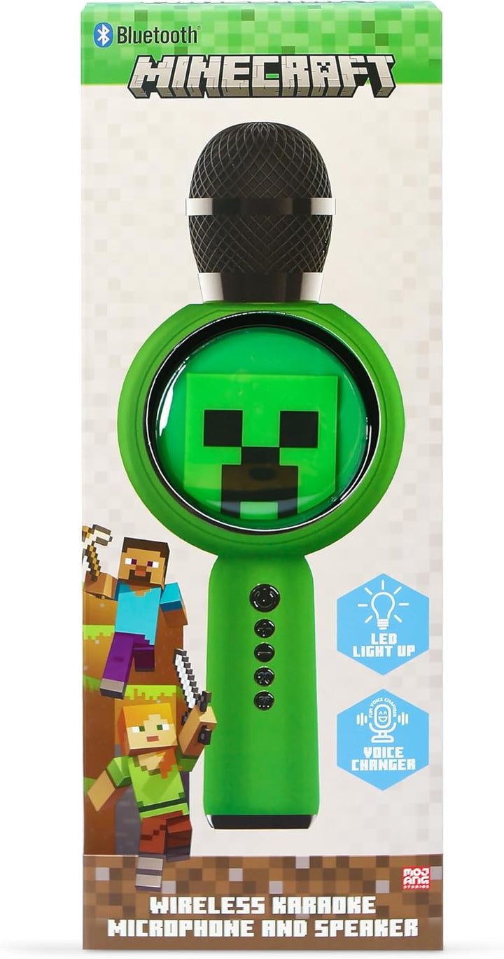 Minecraft Karaoke-Mikrofon mit kabellosem Lautsprecher und LED-Leuchten