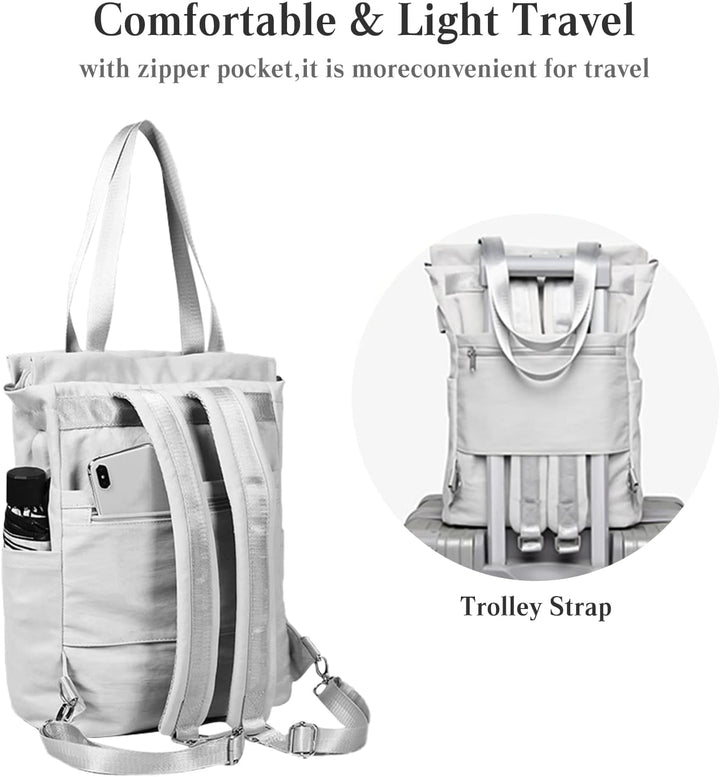 PORRASSO Damen Laptop Rucksack Casual Schultertasche mit USB Ladeanschluss Gepäckband Schultasche fü