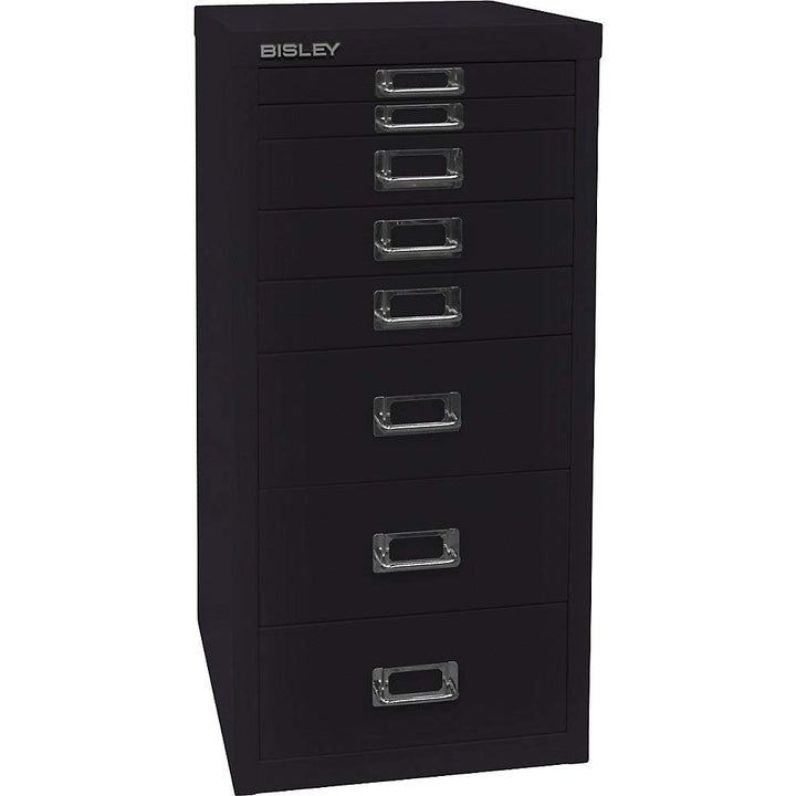 BISLEY MultiDrawer, 29er Serie, DIN A4, 8 Schubladen, Metall, 633 Schwarz, 38 x 27.9 x 59 cm