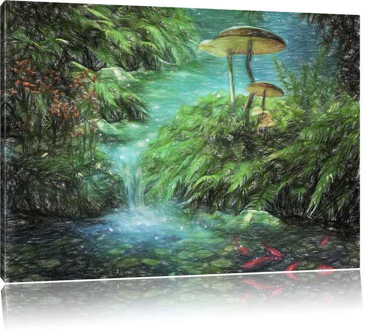 Pixxprint magischer Märchenwald als Leinwandbild/Grösse: 100x70 / Wandbild/Kunstdruck/fertig bespann