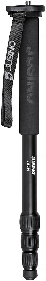 Jusino Aluminium-Monopod mit abnehmbarem Fuss/Tischstativ (6kg Belastbarkeit, Schnelldrehverschlüsse