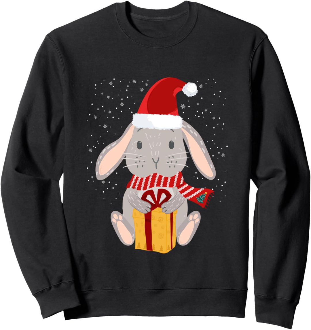 Hase mit Weihnachtspaket Hase Weihnachten Sweatshirt