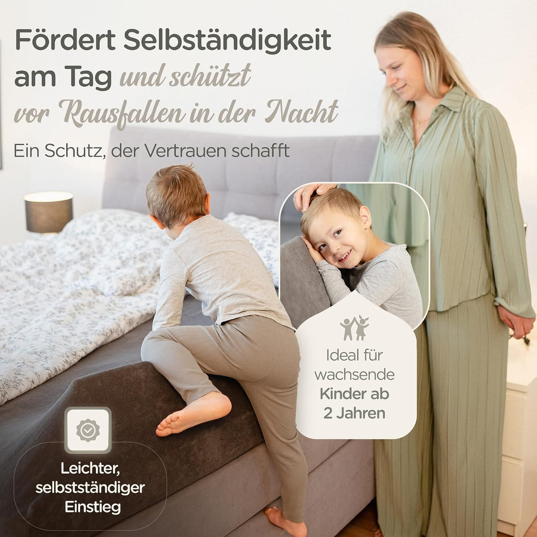 LUNOVA® Rausfallschutz Bett Reise Kinder &amp; Baby - Boxspringbett mobil | Mit Gurt &amp; Reisetasche · zus