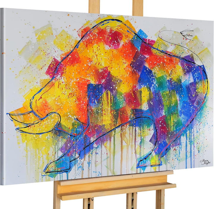 Monica Mirafiori I 100% HANDGEMALT I Gemälde Stier 90x60cm | Gemälde Handgemalt | Acrylgemälde | Seh