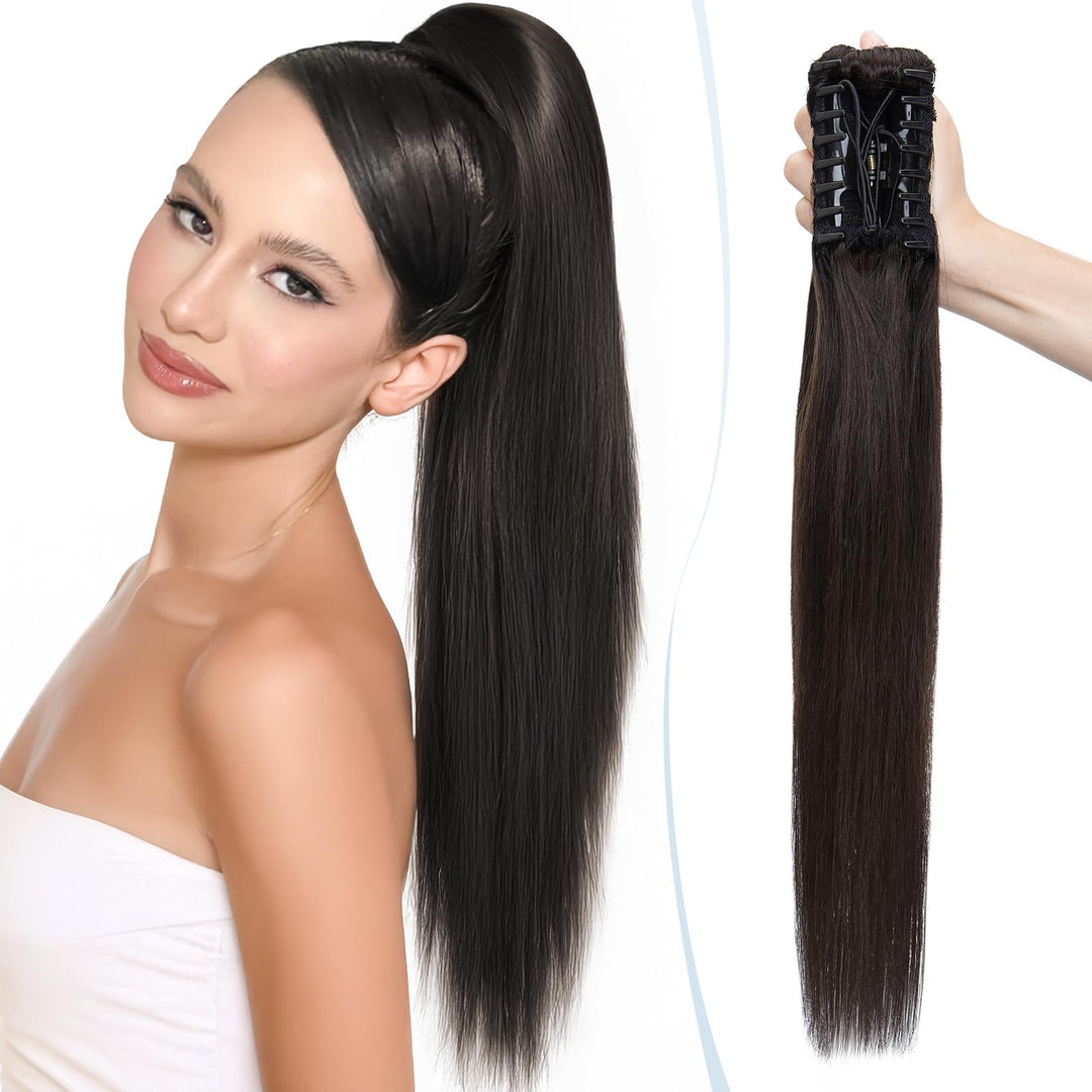 SEGO Ponytail Extension Echthaar mit Klammer 55 cm Pferdeschwanz Zopf Clip in Haarteil Haarverlänger