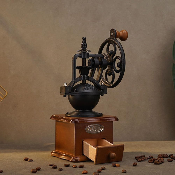 YUEHUA Manuelle Kaffeemühle mit Keramikmahlwerk &amp; Massivholz Walnuss - Verstellbarer Mahlgrad von Es
