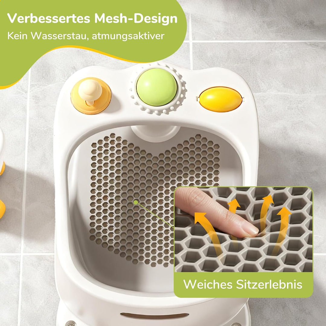 DEANIC Badewannensitz Baby ab 6 Monate - Badesitz mit Rutschfesten Saugnapfen, Netzsitz-Design zur V