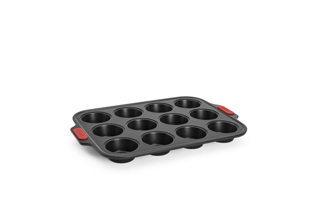 Woll Bakeware Muffinform für 12 Stück, mit hitzebeständigen Silikongriffen bis 230°C, PFAS-frei, zwe