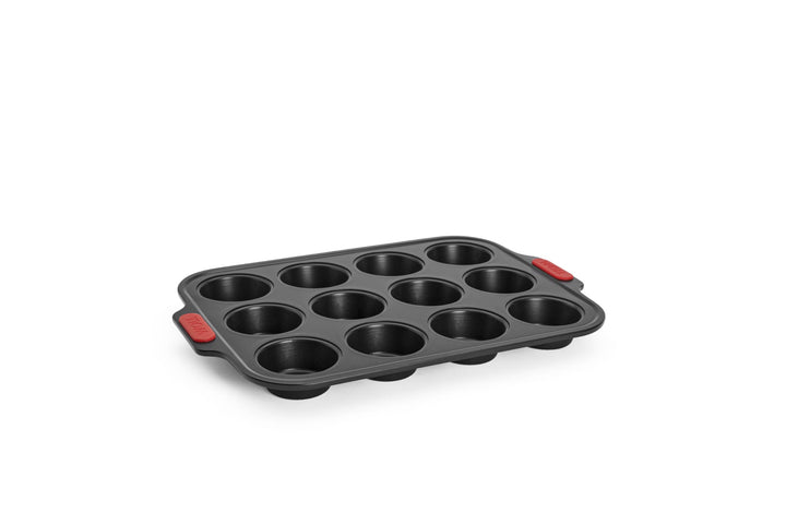 Woll Bakeware Muffinform für 12 Stück, mit hitzebeständigen Silikongriffen bis 230°C, PFAS-frei, zwe