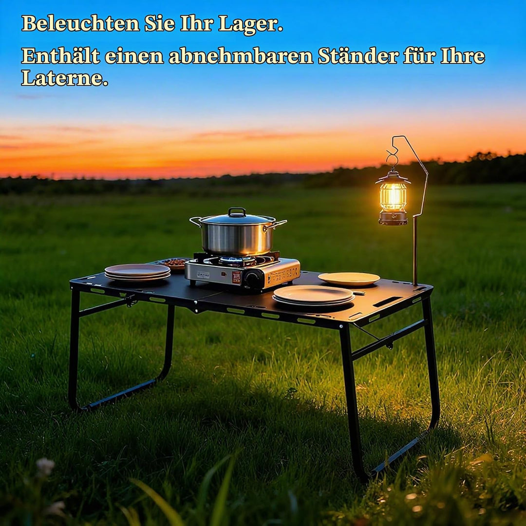 Camping Tisch Klappbar 84 x 42cm mit Lampenhalter für 4 Personen | Camping Klapptisch, Falttisch mit