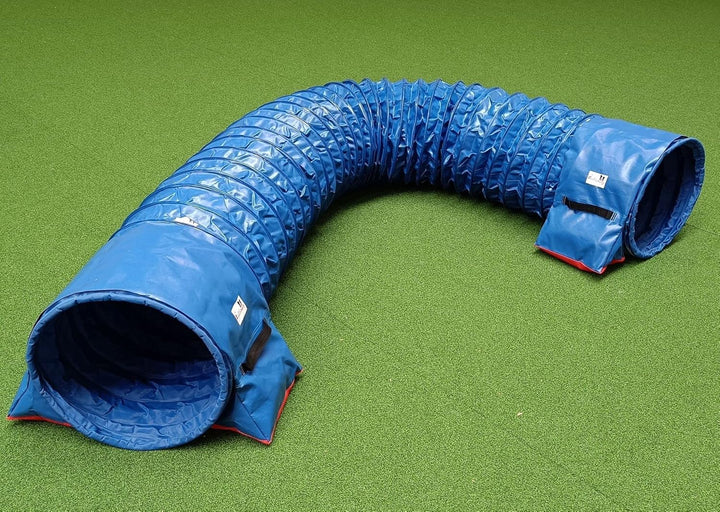 Callieway® Dog Agility Tunnel Turnier mit 60cmØ, 360° FullGrip (5m, blau) 5m blau, 5m blau
