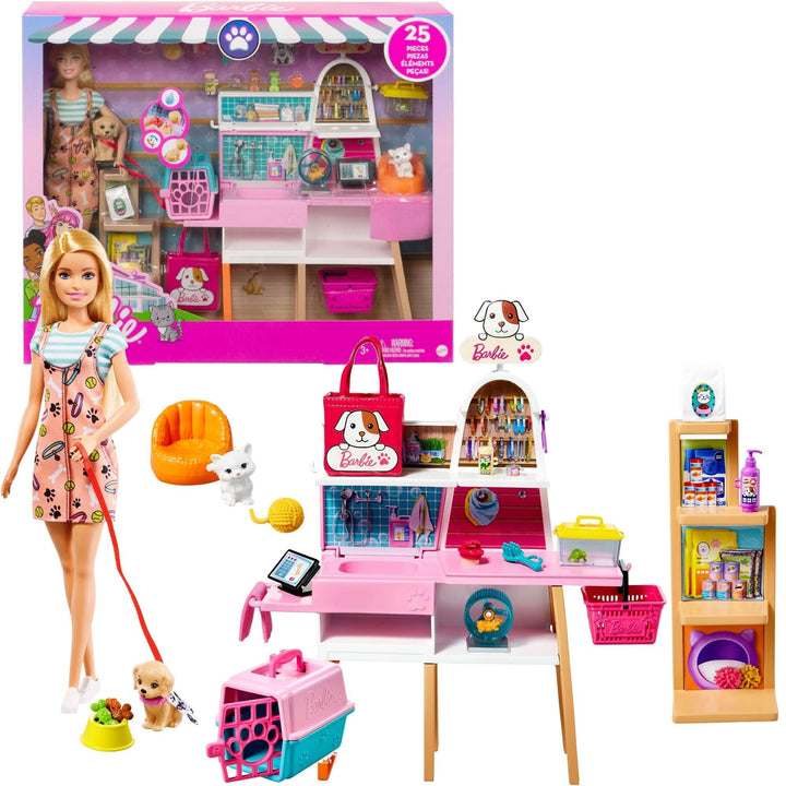 Barbie Tierpflege-Set Puppenfiguren + Zubehör 25 Stück