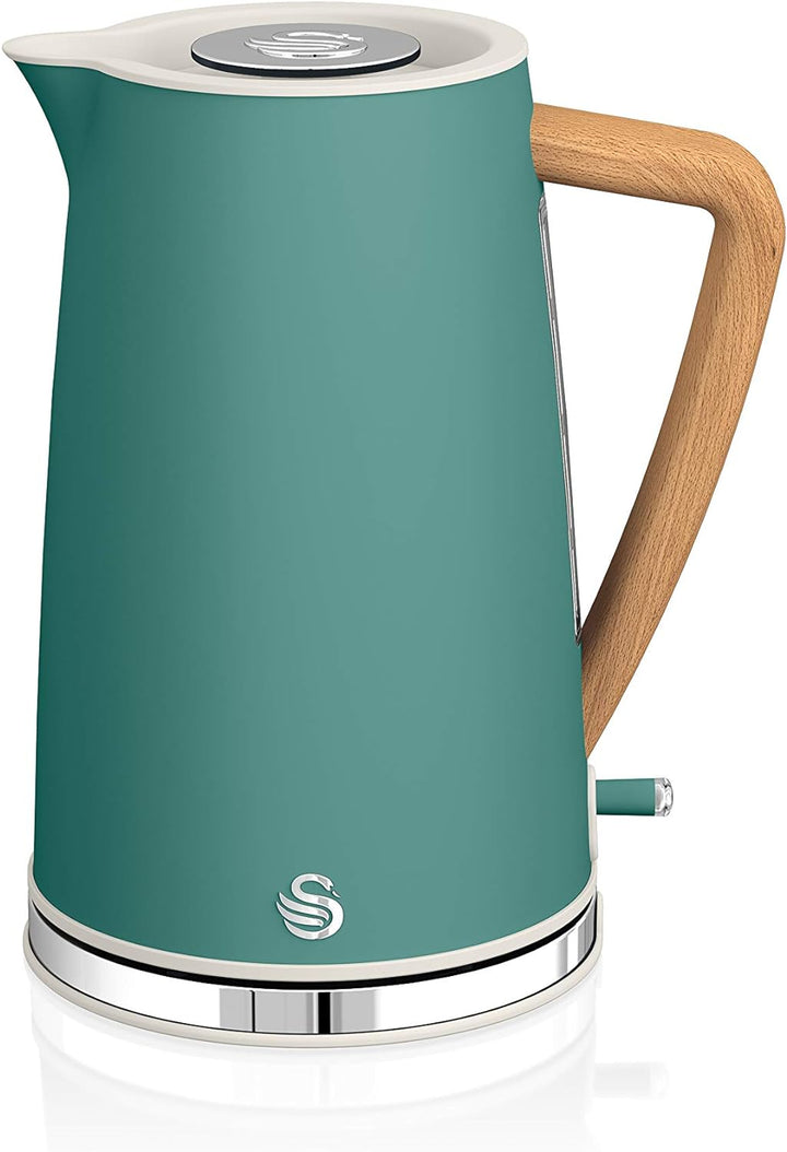 Swan Nordic Ultra Schneller elektrischer Wasserkocher, kabellos, 1,7 l, 2200 W, Grün & Nordic Breits