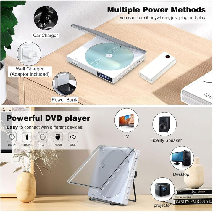 Maite Mini DVD Player Tragbar, Regionen Free mit 1080P HDMI-Anschluss/AV-Ausgang, NTSC/PAL, DVD-Play
