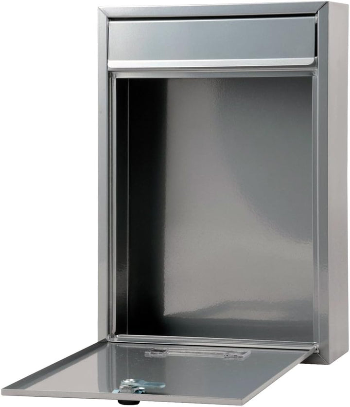 MONZANA® 6X Briefkasten Silber inkl. 2 Schlüssel Namensschild abschliessbar Mailbox Briefkastenanlag