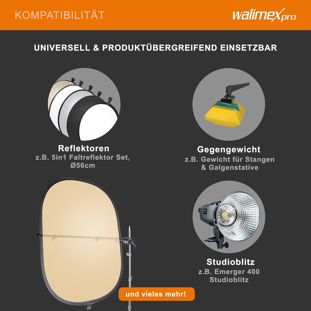 Walimex Reflektorhalter, 10-168 cm (2-fach Rohrklemme) Single, Single
