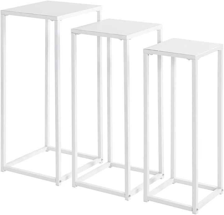 HAKU Möbel Blumensäule 3er Set, Metall, weiss, B 22 x T 22 x H 61 cm / B 26 x T 26 x H 66 cm / B 30