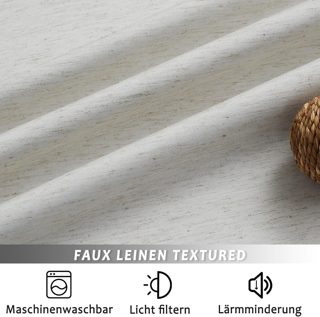 Treatmentex Blickdichte Vorhänge Thermogardine mit Ösen Verdunkelungsvorhang Natur Wärmeisolierende