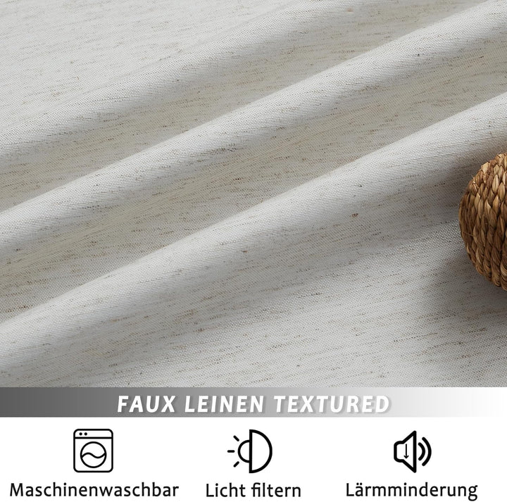 Treatmentex Blickdichte Vorhänge Thermogardine mit Ösen Verdunkelungsvorhang Natur Wärmeisolierende