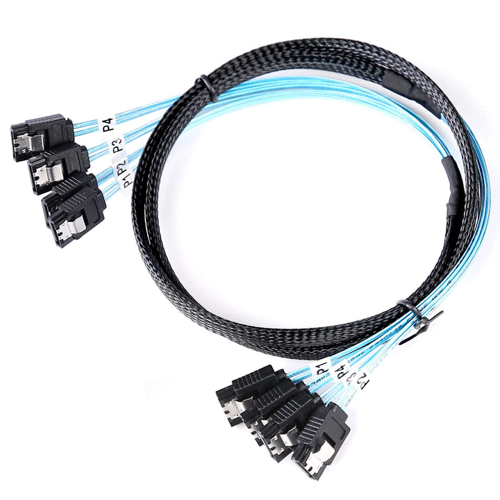 ADCAUDX 1m SATA III Kabel, 4 Stück/Set, SATA-6Gbit/s HDD-SDD Datenkabel Ersatz für Bitcoin Computer,