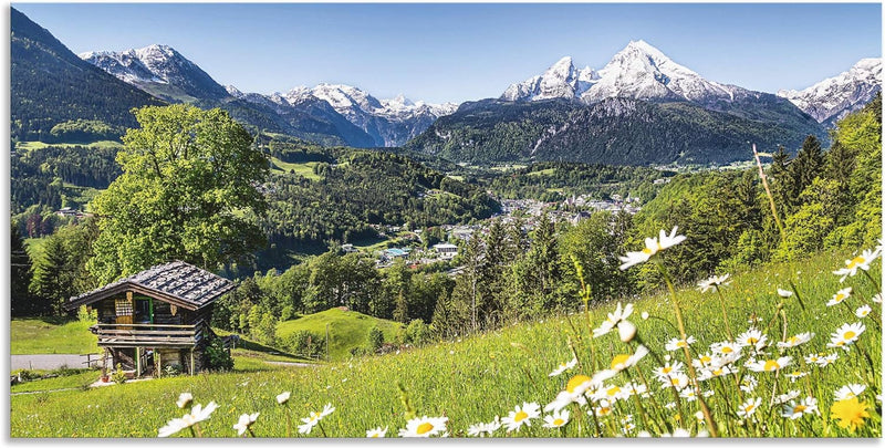 ARTland Wandbild Alu Verbundplatte für Innen & Outdoor Bild 60x30 cm Alpen Landschaft Berge Wald Geb