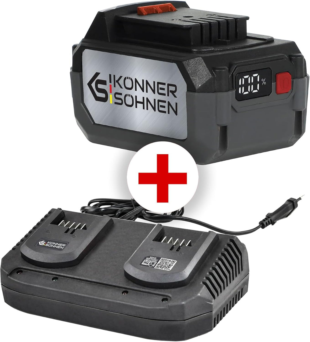 K&S Könner&Söhnen Set Ladegerät für Li-Ion Aku KS C35A-2 + Li-Ion Akku 20V KS 20V4-1 (2pcs),Ladegerä