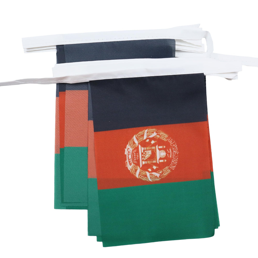 AZ FLAG FAHNENKETTE Afghanistan 12 Meter mit 20 flaggen 45x30cm- AFGHANISCHE Girlande Flaggenkette 3