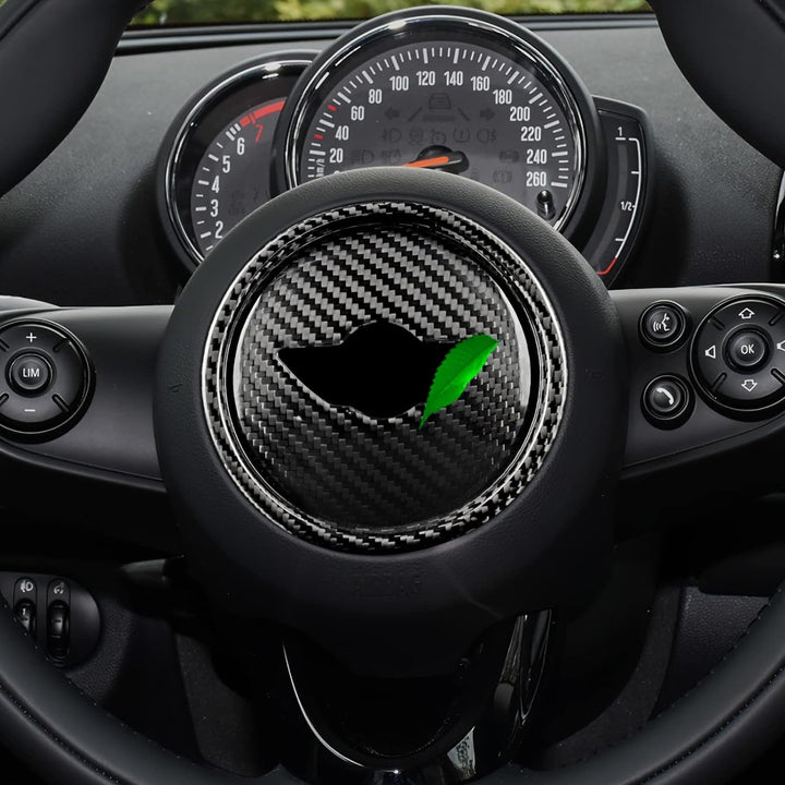 KUNGKIC Kohlefaser Auto Lenkrad Mittelmarkierung Abdeckung Dekorative Aufkleber für Mini Cooper Club