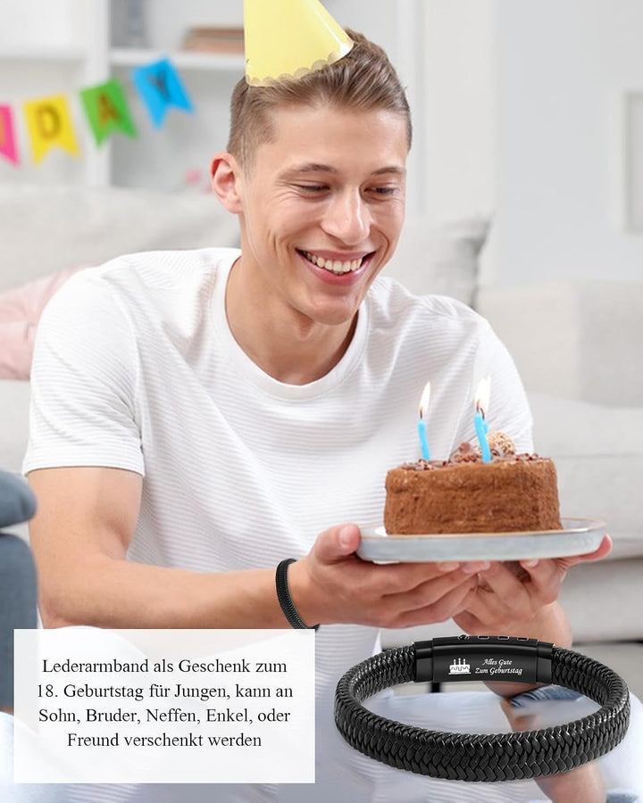 CheersLife 13-18. 30 40 50 60 Geburtstagsgeschenk für Männer Jungen, Verstellbar Lederarmband zum Ge