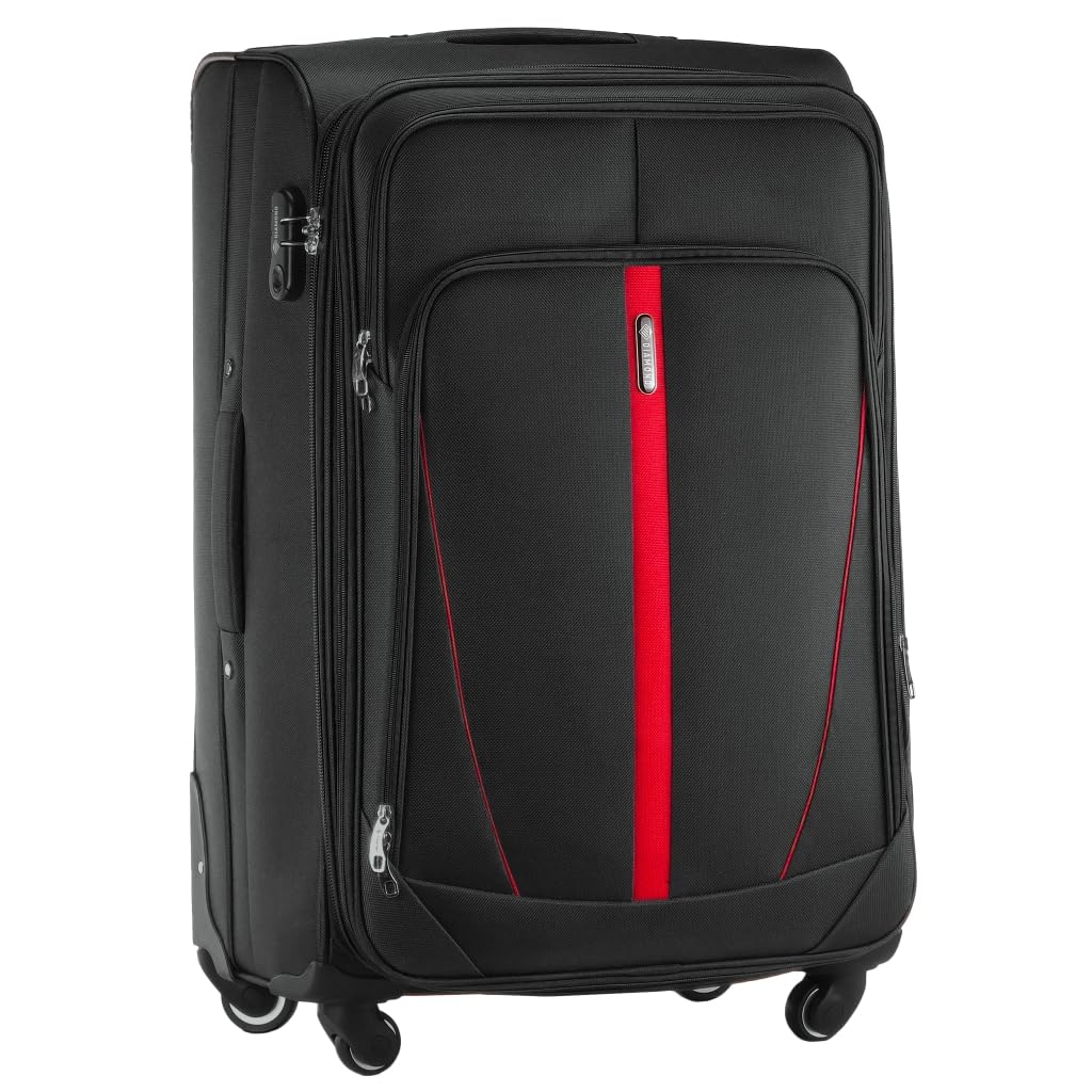 DIAMOND Grosser Weichschalenkoffer XL 28" – Schwarz, Codura 1200D, 360° Rollen, Zahlenschloss, Erwei