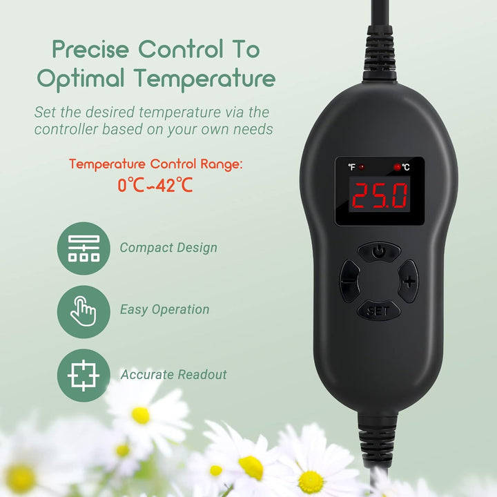 Luxbird Heizmatte Pflanzen mit Thermostat und Timer Funktion, 30W IP67 wasserdichte Wärmematte ideal