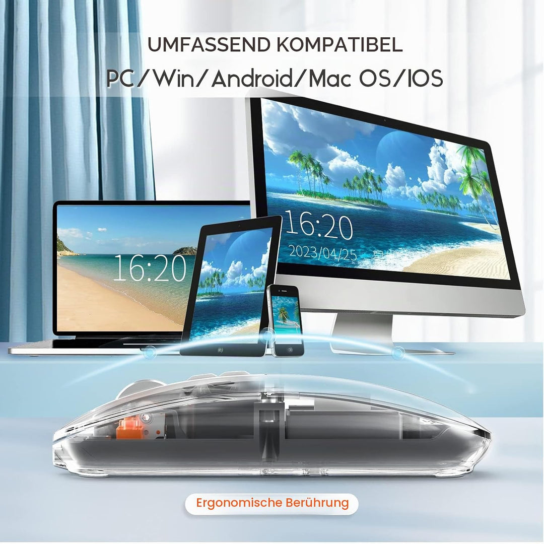 MAGIC-REFINER HXSJ Kabellose Maus Bluetooth, 2,4GHz+Bluetooth 5.0 Funkmaus Wiederaufladbare Leise Ul