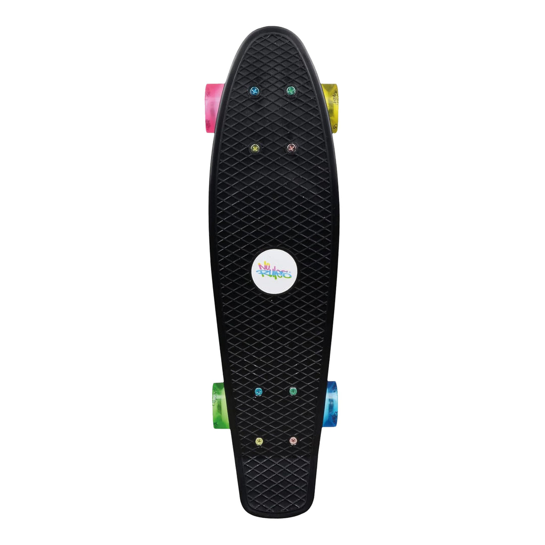 muuwmi Lights Skateboard Fun Glow – LED-Leuchtrollen (batterielos), Deck 57x15cm, rutschfest, ABEC5,