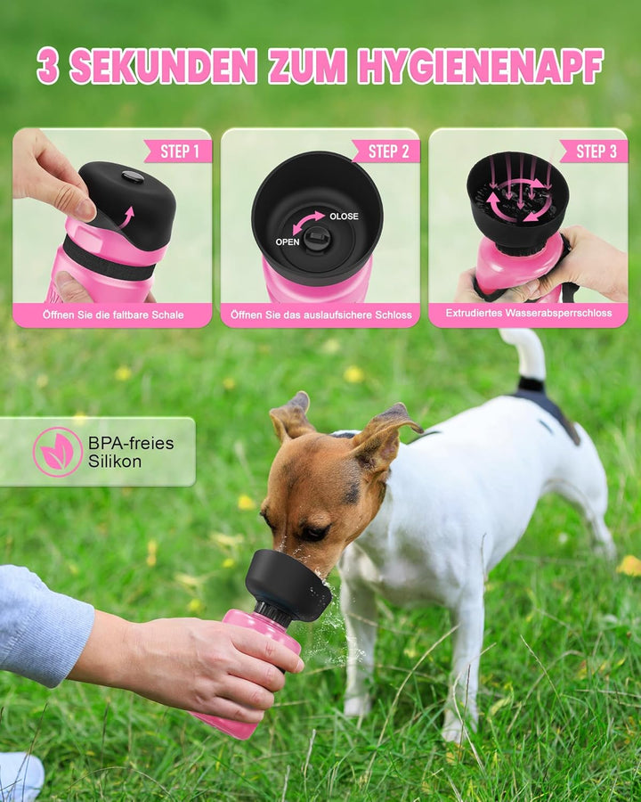 lesotc 520ml Hundetrinkflasche für unterwegs, Faltbare Hund Auslaufsicher Wasserflasche, Hunde Wasse