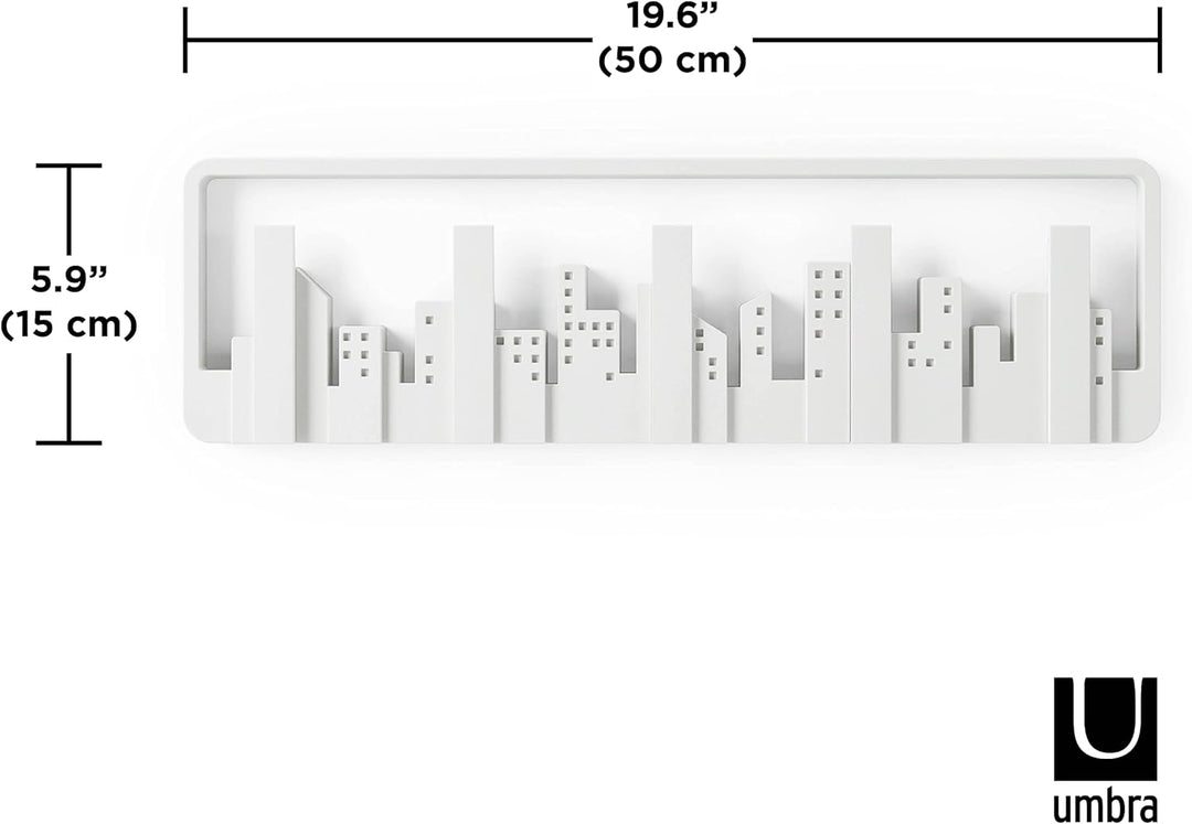 Umbra Skyline Garderobenhaken - Moderne und Platzsparende Garderobenleiste mit 5 Beweglichen Haken f