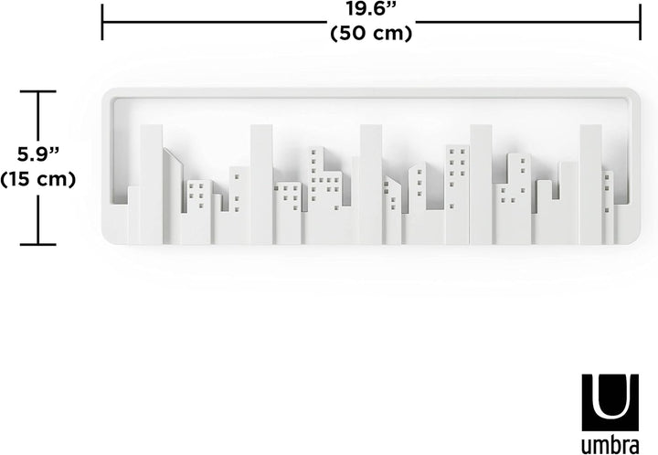 Umbra Skyline Garderobenhaken - Moderne und Platzsparende Garderobenleiste mit 5 Beweglichen Haken f