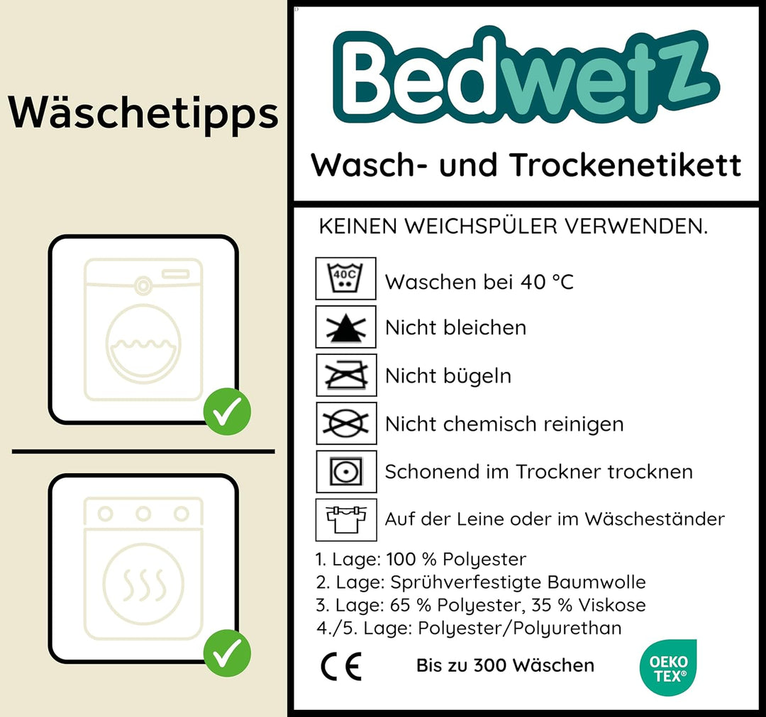 Bettunterlagen für Töpfchentraining, 100% wasserdicht, Grösse 132 x 91 cm (Plus Biesen) für Doppelbe