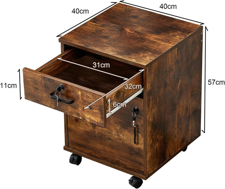 ZBAOLTO Rollcontainer mit 1 Schubladen 1 Tür，Rollcontainer Abschliessbar，Aktenschrank, Büro-Aktensch