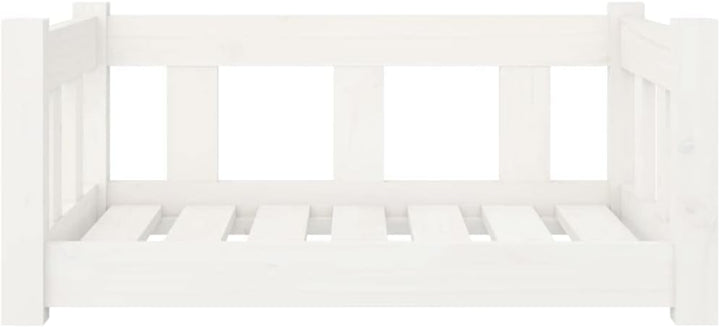 Hundebett Weiss aus Massivholz Kiefer 65,5x50,5x28 cm - Katzenkorb Mit Stützenden Seitenwänden für G