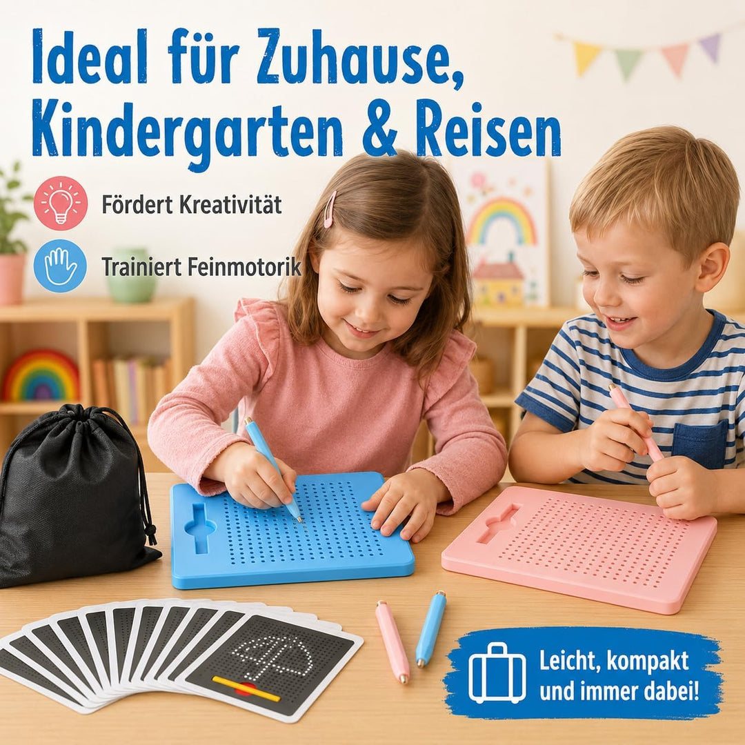 2 Stück Magnetische Zeichentafel, Stahlkugel Magnetspiel mit magnetischem Stift, Zaubertafel, Pädago